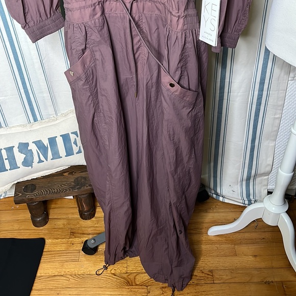 Athleta x Alicia Keys Keys Utility Jumpsuit gold hardware smoked almond - Picture 5 of 11